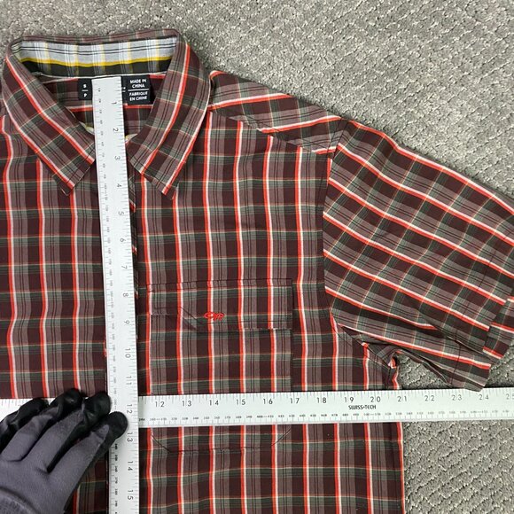 NWOT Outdoor Research Pearl Snap Shirt Men's Small Red Brown Short Sleeve Plaid - Picture 10 of 12